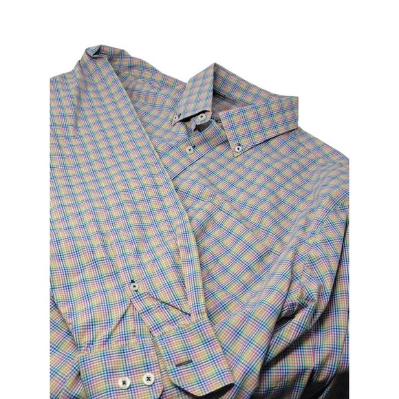 Alan Flusser Button Down Shirt‎ Long Sleeve Multicolor Men's Size XL - Picture 3 of 6